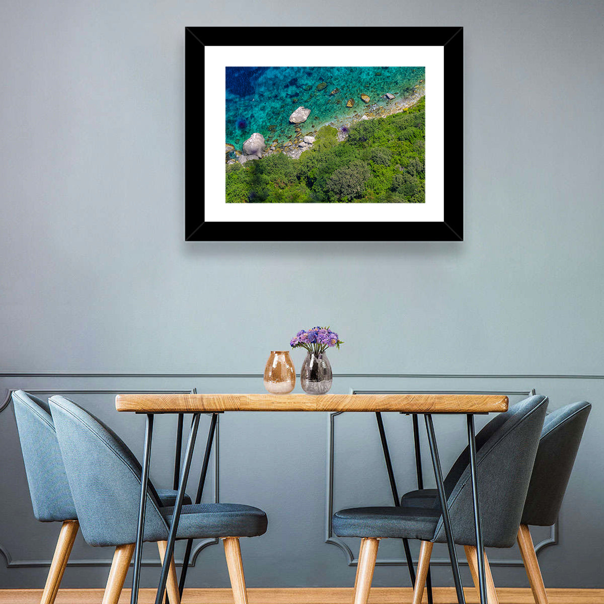 Capri Island Coast Wall Art in a room, landscape