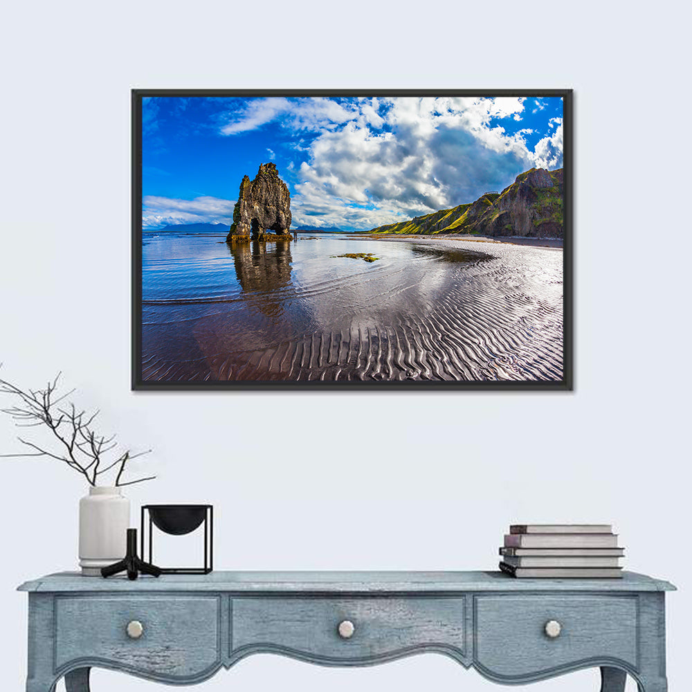 Hvítserkur Sea Stack at Sunset Wall Art in a room, landscape