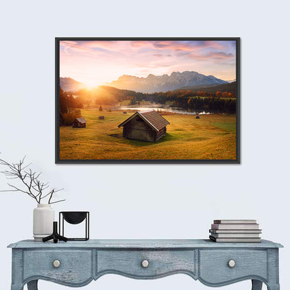 Sunrise Over Geroldsee Cabin Wall Art