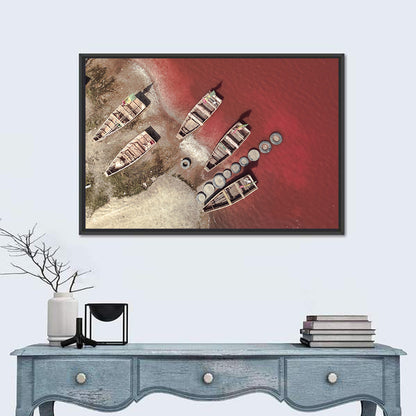 Wooden Boats on Lake Retba Wall Art