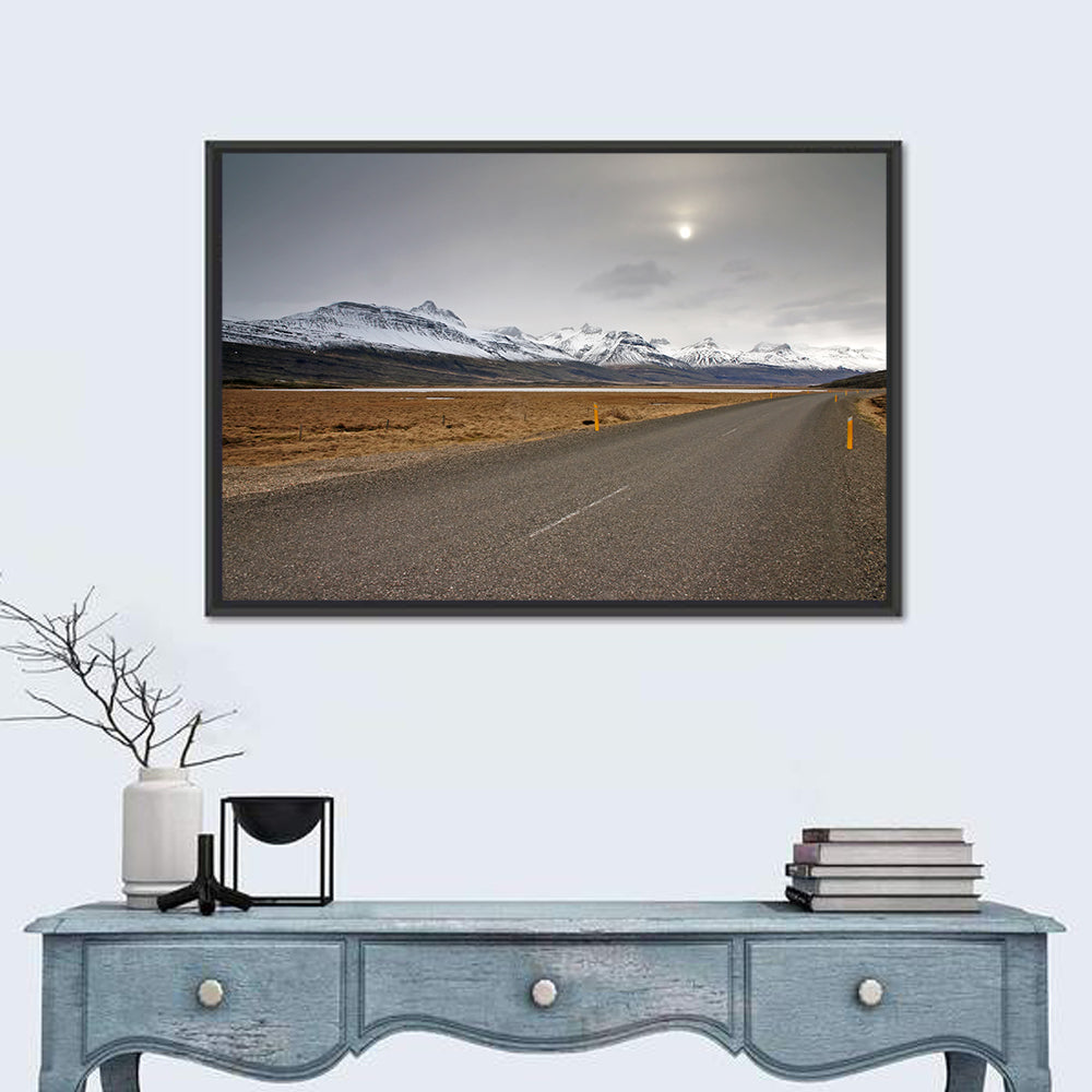 Icelandic Road to Snow-capped Mountains Wall Art