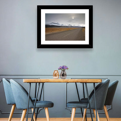 Icelandic Road to Snow-capped Mountains Wall Art