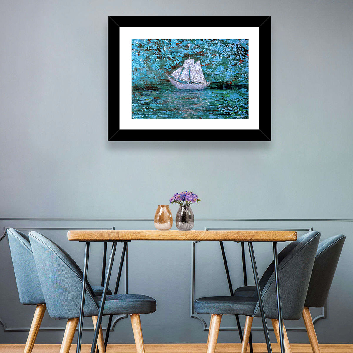 White Sailboat Reflection Wall Art