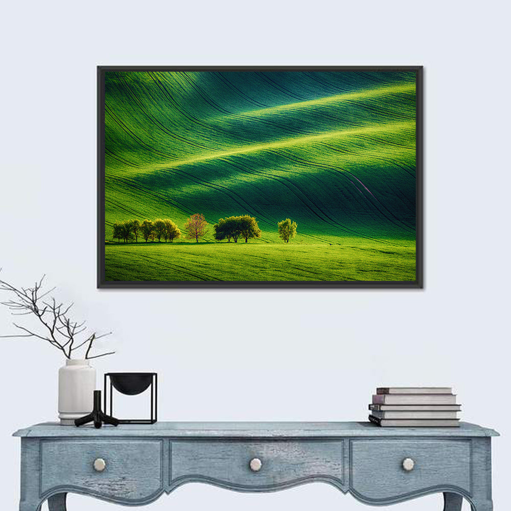 Southern Moravia Rolling Fields Wall Art in a room, landscape