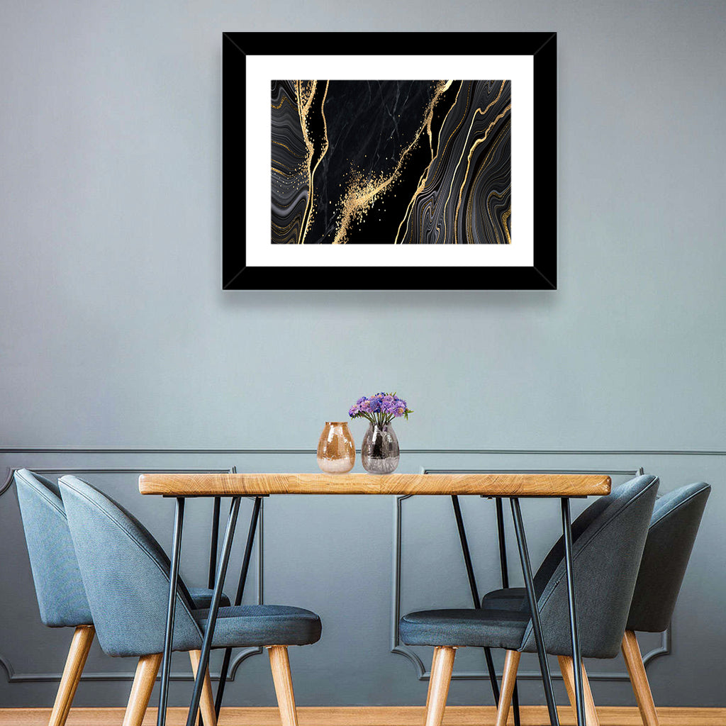 Diagonal Gold Veined Marble Wall Art
