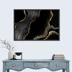 Black Marble with Gold Veins Wall Art