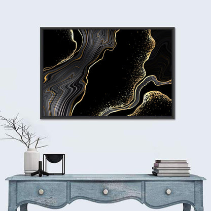 Black Marble with Gold Veins Wall Art