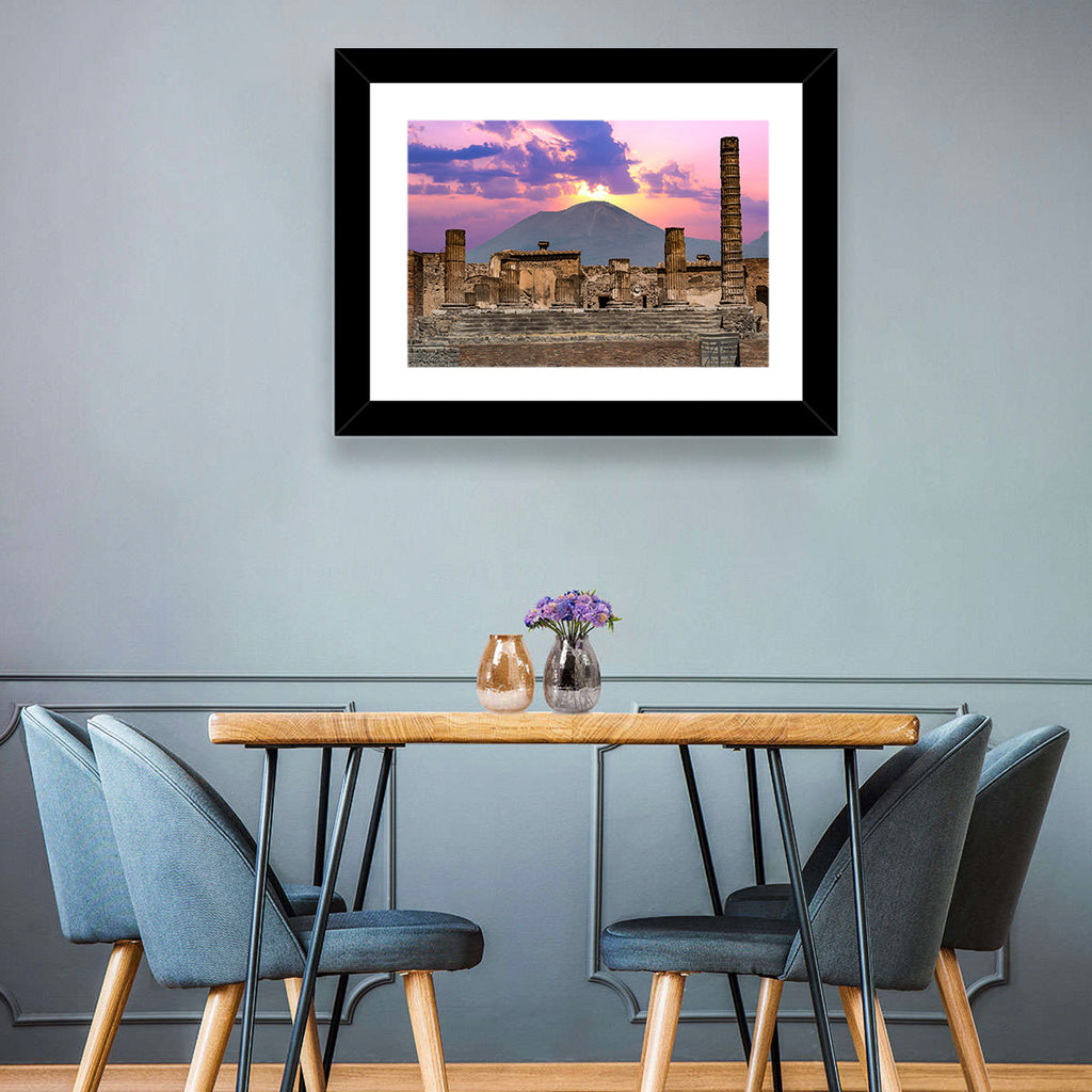 Pompeii Columns at Sunset, Mount Vesuvius Wall Art