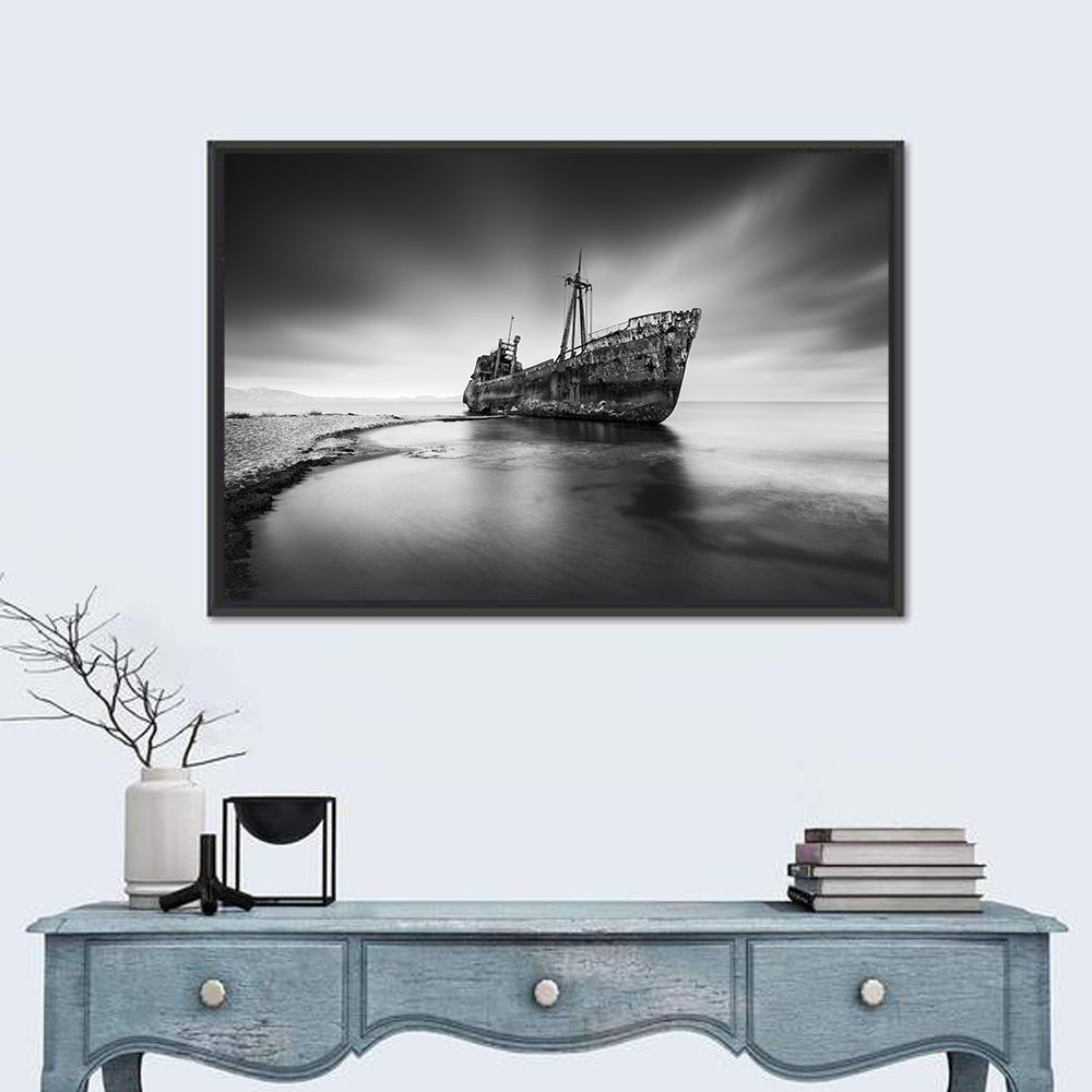 Dimitrios Shipwreck, Gytheio Wall Art in a room, landscape