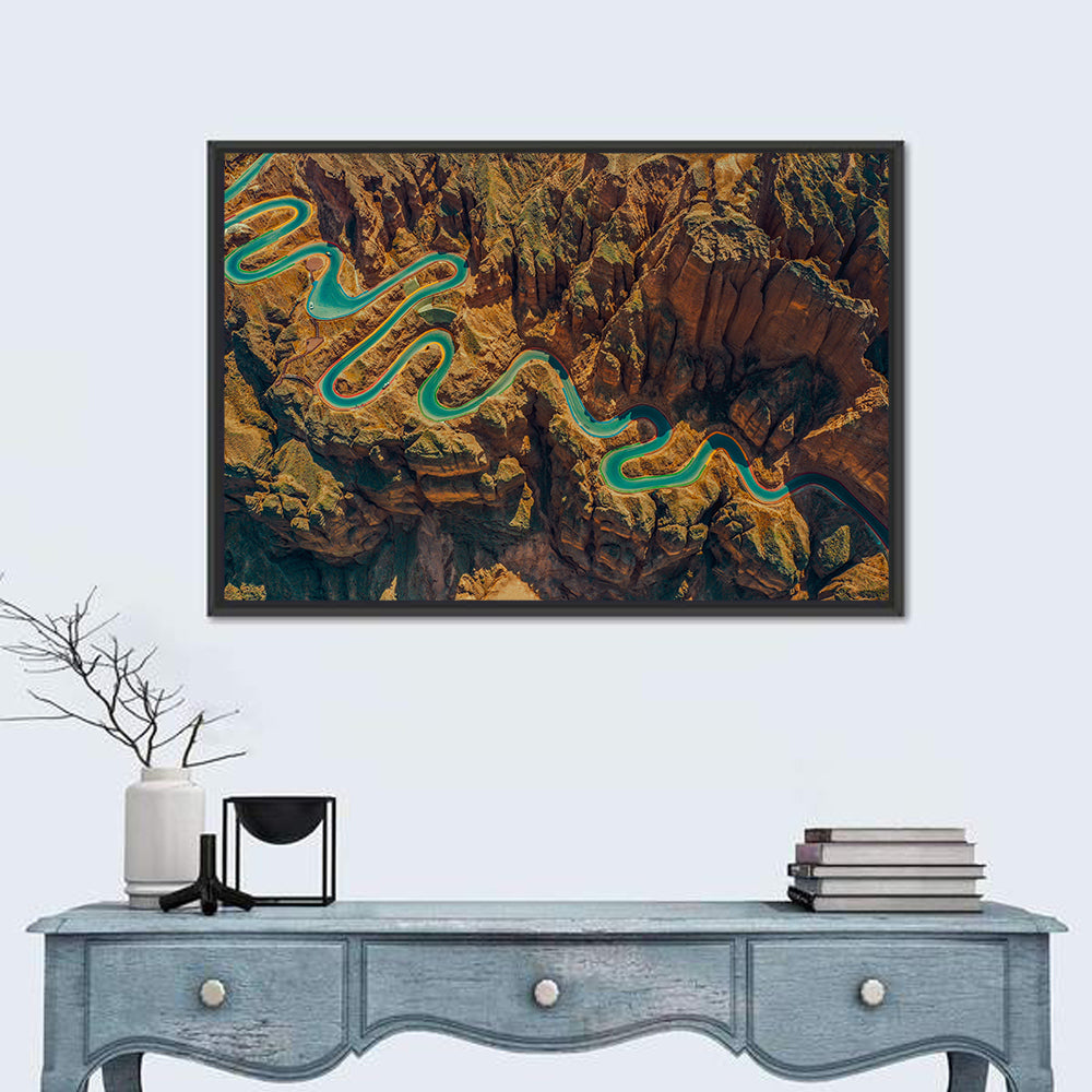 Twisted Mountain Road Wall Art in a room, landscape