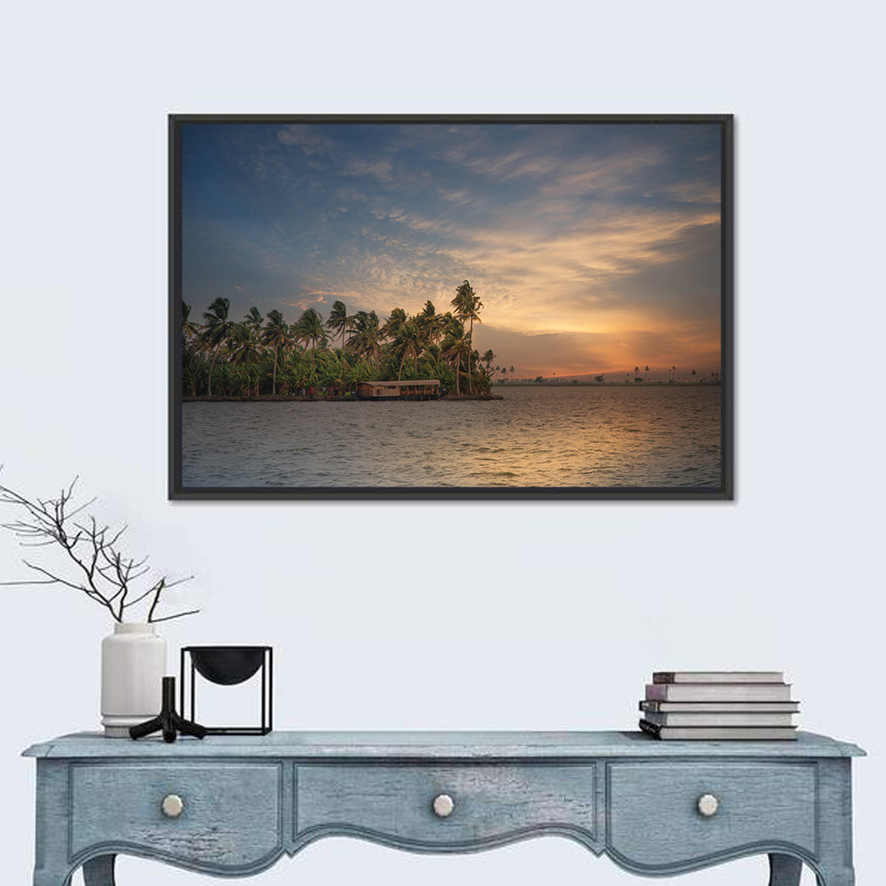 Vembanad Lake Sunset Wall Art in a room, landscape