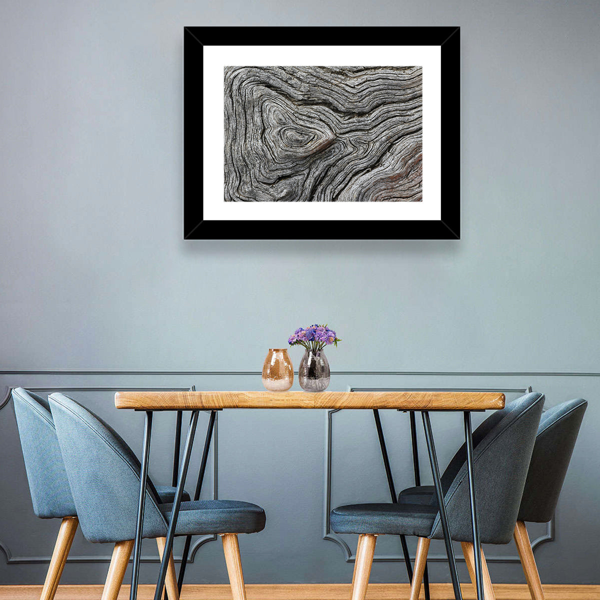 Tree Growth Rings Wall Art in a room, landscape
