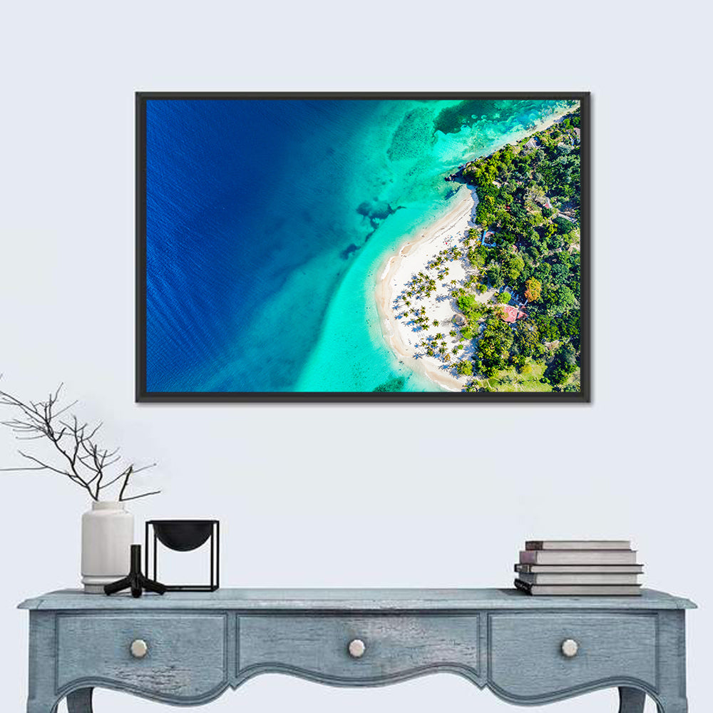 Cayo Levantado Aerial View Wall Art in a room, landscape