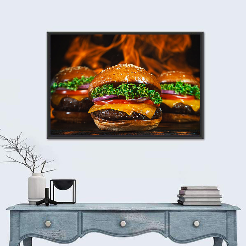 Three Flame Grilled Cheeseburgers Wall Art