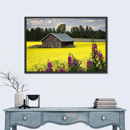 Finnish Barn in Yellow Field Wall Art
