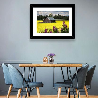 Finnish Barn in Yellow Field Wall Art