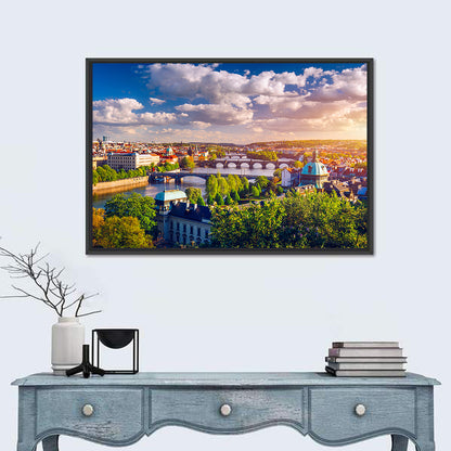 Prague Golden Hour Over Charles Bridge Wall Art