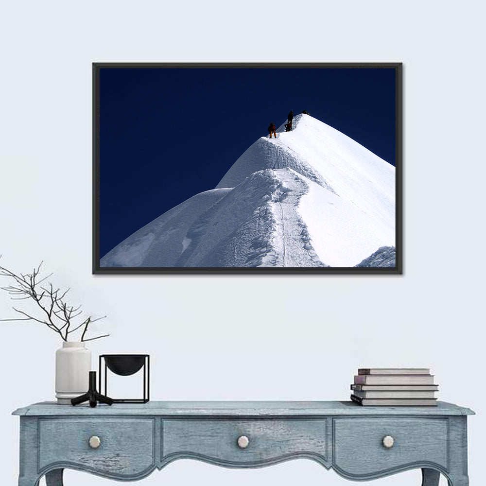 Climbers on a Snowy Himalayan Peak Wall Art in a room, landscape