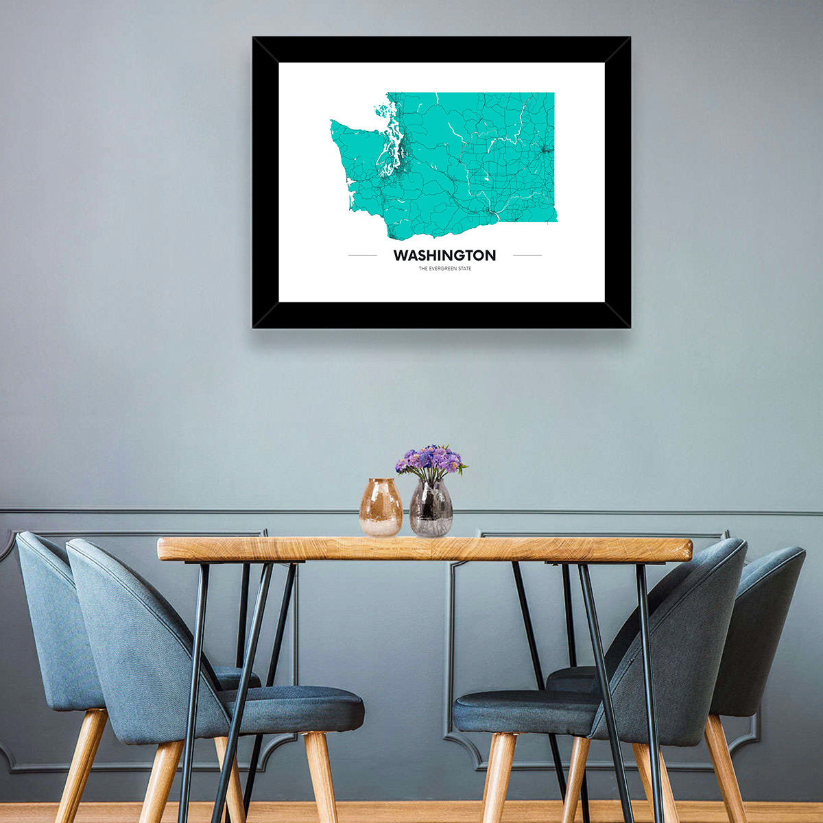 Washington State Minimalist Map Wall Art