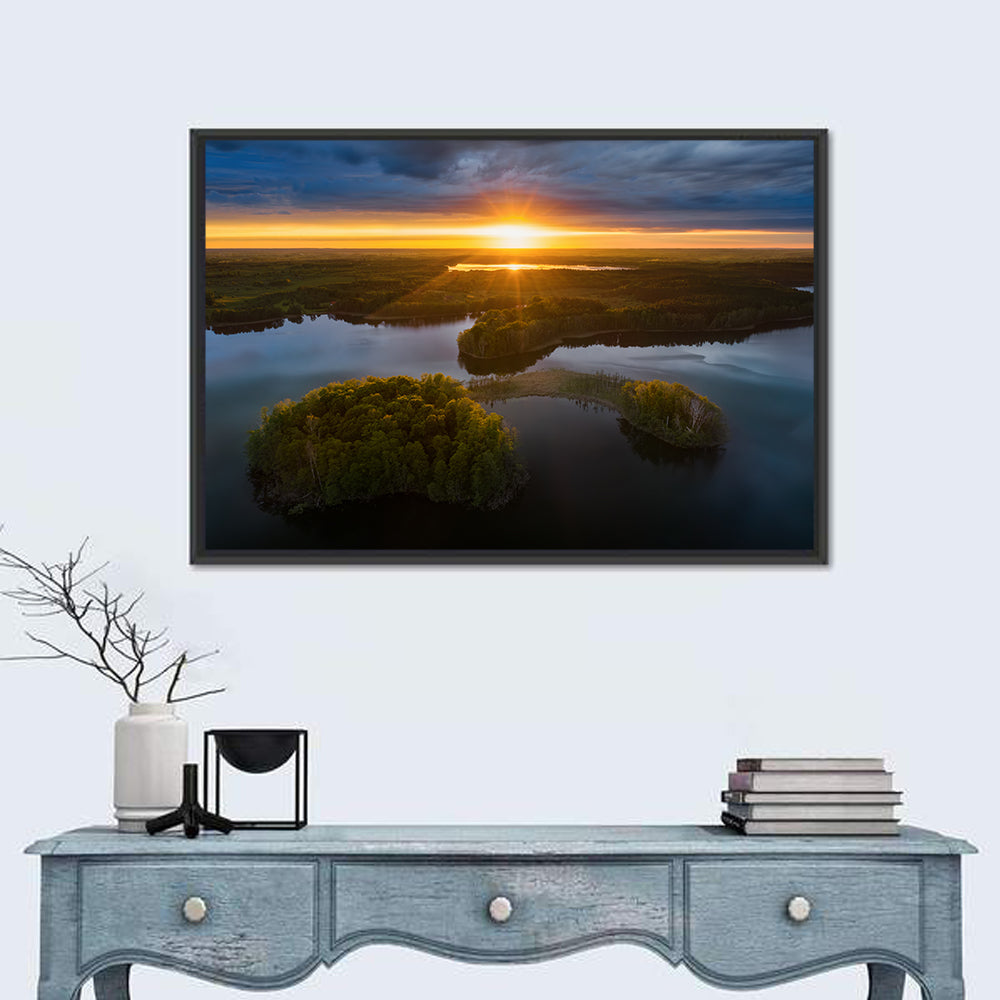 Sunset Over Gromskie Lake Wall Art in a room, landscape