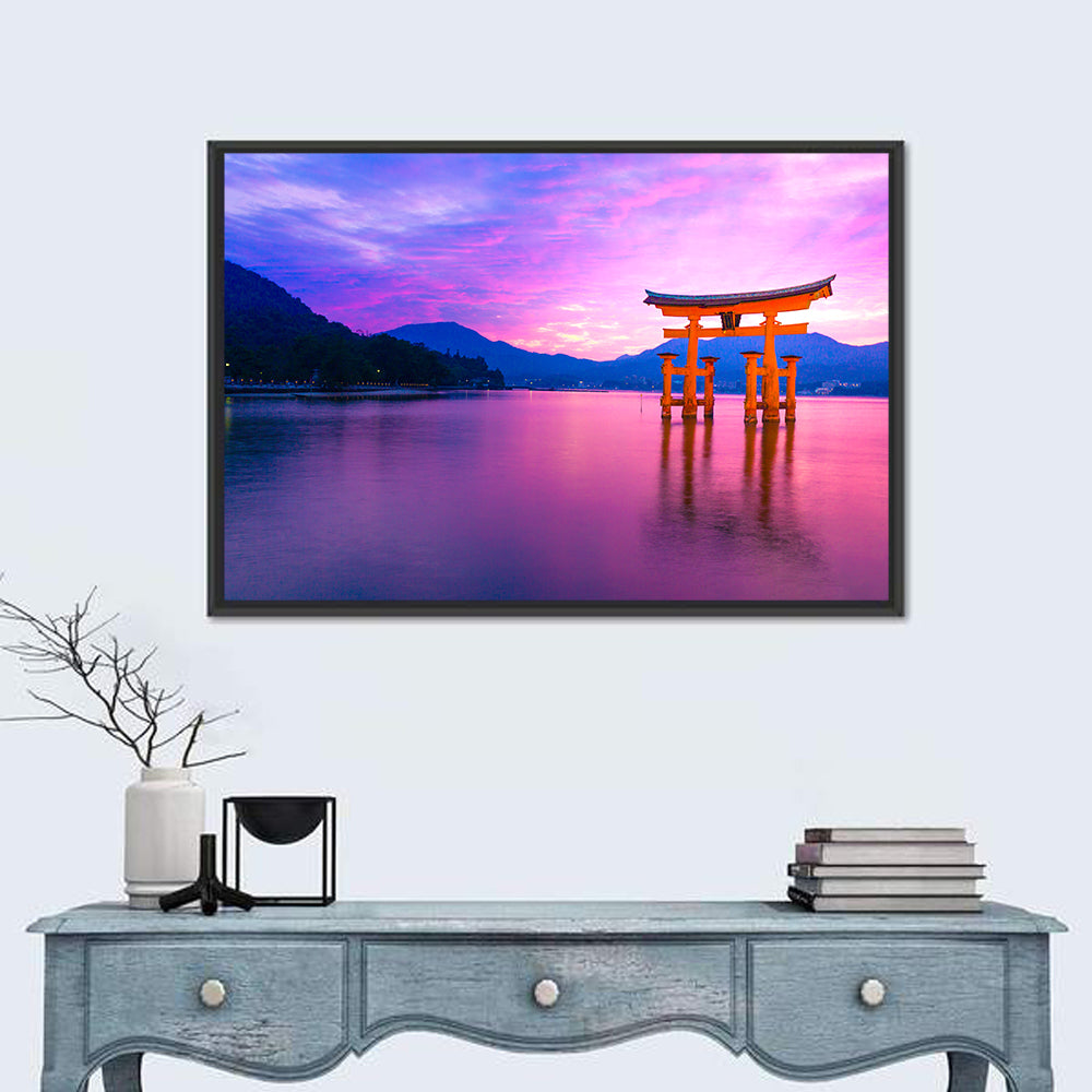 Miyajima Torii at Sunset Wall Art in a room, landscape