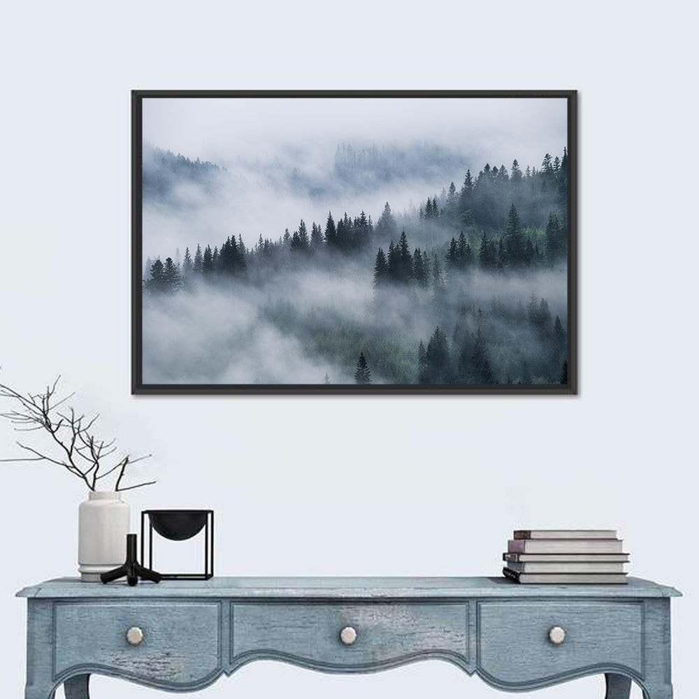 Misty Mountain Pine Forest Wall Art