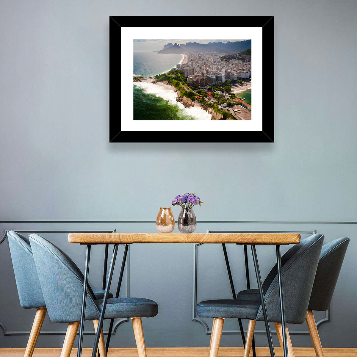 Ipanema Coast Aerial View Wall Art in a room, landscape