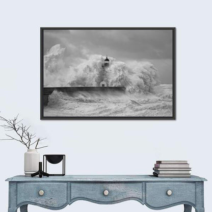 Douro River Storm Lighthouse Wall Art