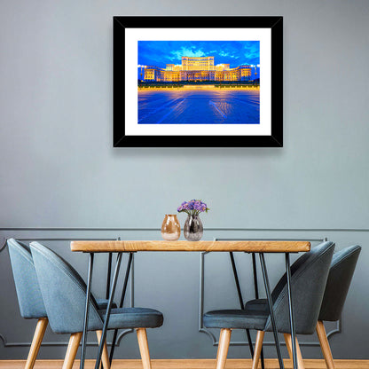 Palace of the Parliament at Twilight Wall Art
