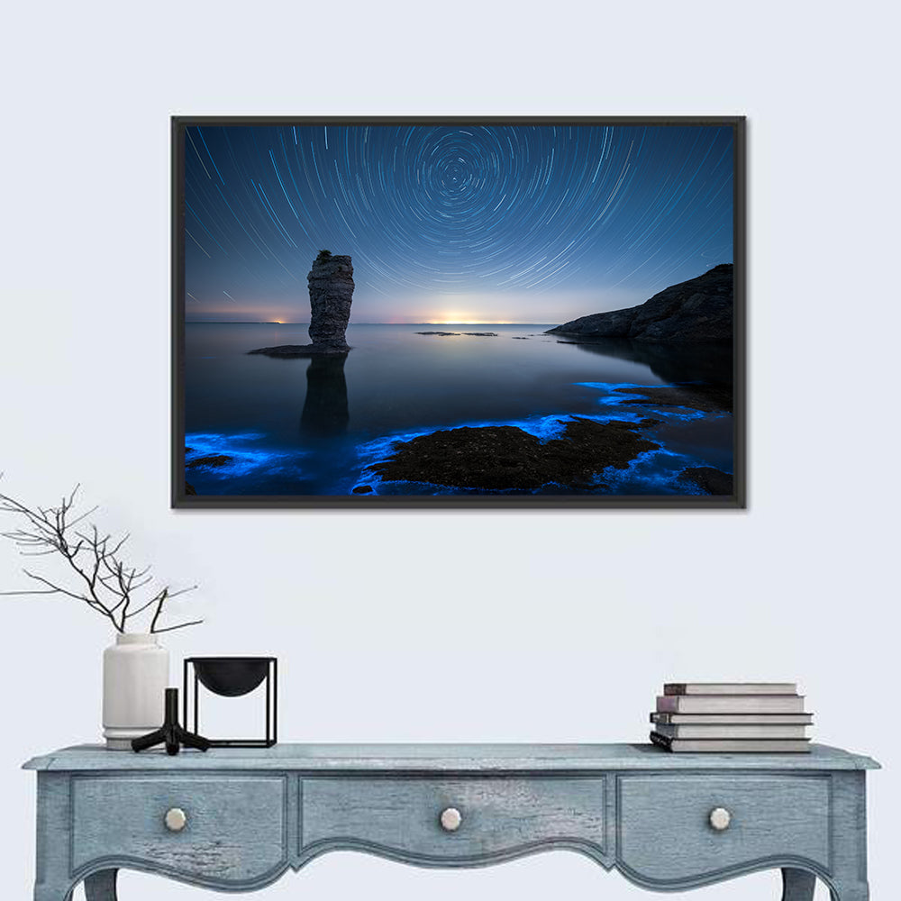 Fluorescent Sea Reef Wall Art in a room, landscape