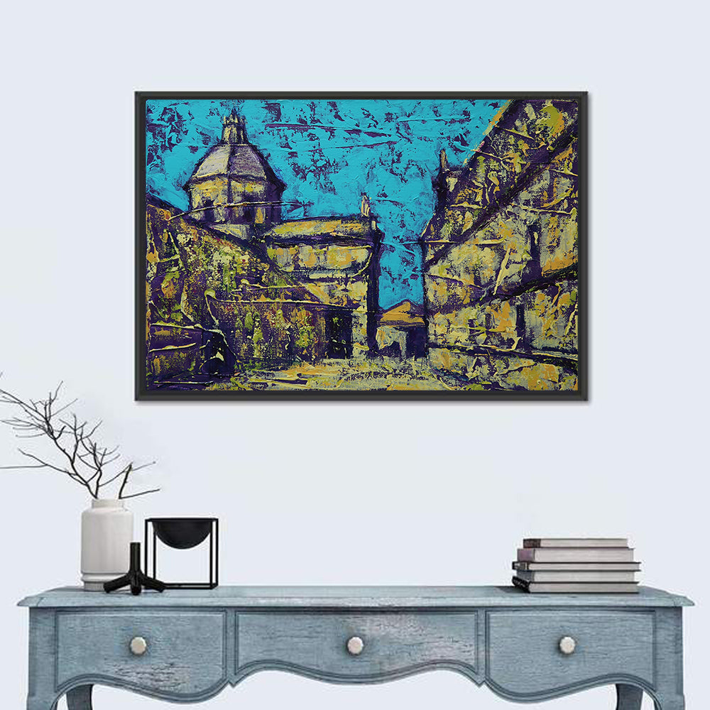 Las Agustinas Alleyway Abstraction Wall Art in a room, landscape