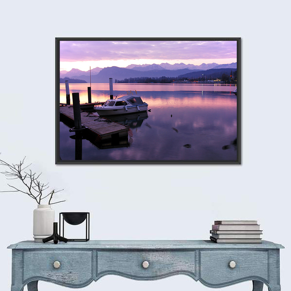 Lake Lucerne Pier at Dusk Wall Art