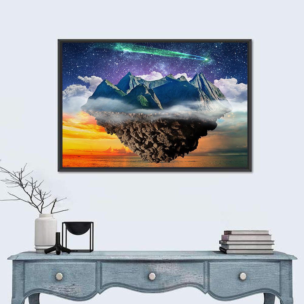 Starry Floating Mountain Island Wall Art