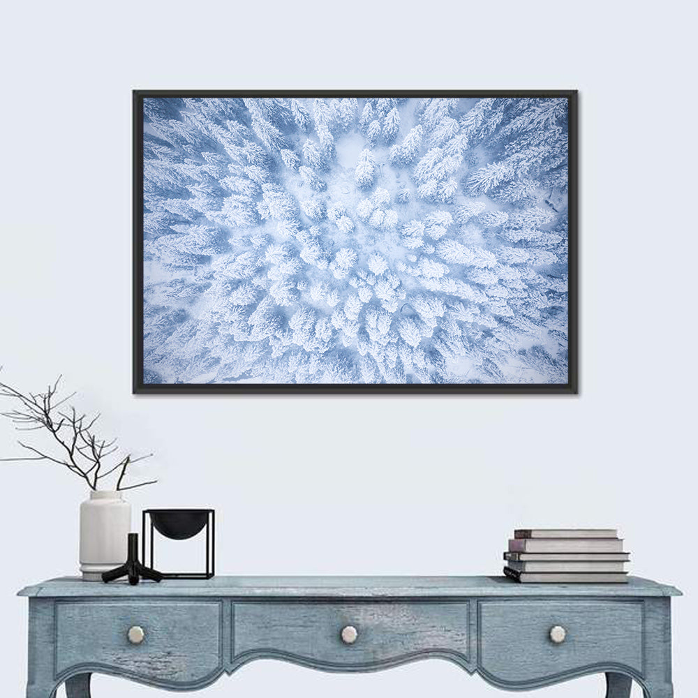 Snow-dusted Evergreen Canopy Wall Art in a room, landscape