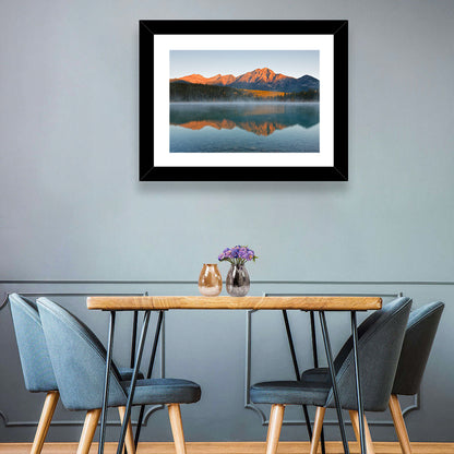 Patricia Lake and Mount Pyramid at Golden Hour Wall Art