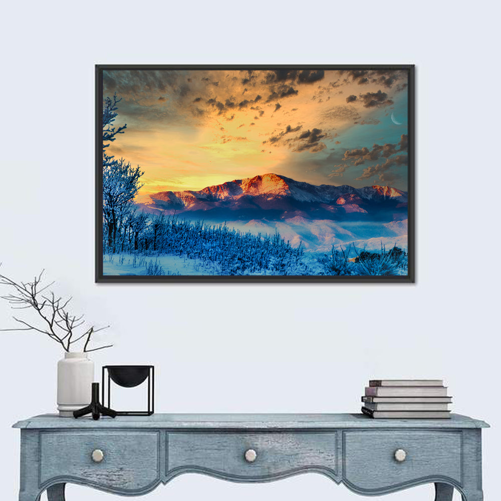 Pikes Peak Golden Sunset Wall Art