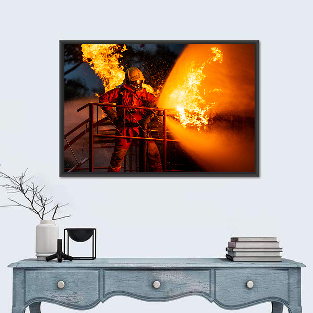 Firefighter Hose and Flame Wall Art