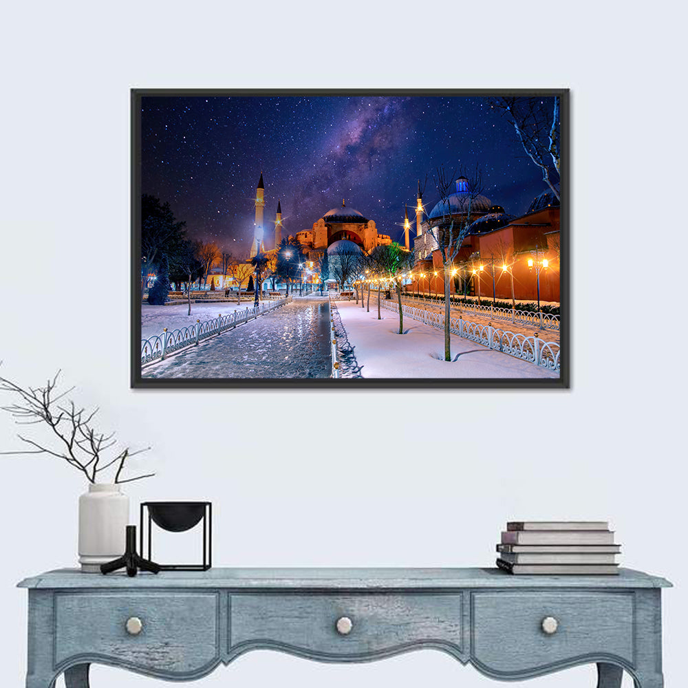 Hagia Sophia Under Starry Sky Wall Art in a room, landscape