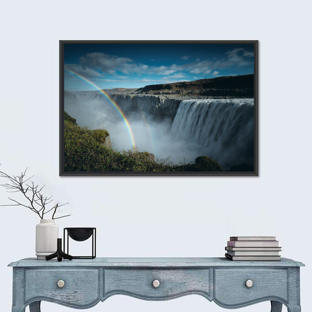 Dettifoss Waterfall with Double Rainbow Wall Art