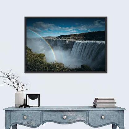 Dettifoss Waterfall with Double Rainbow Wall Art