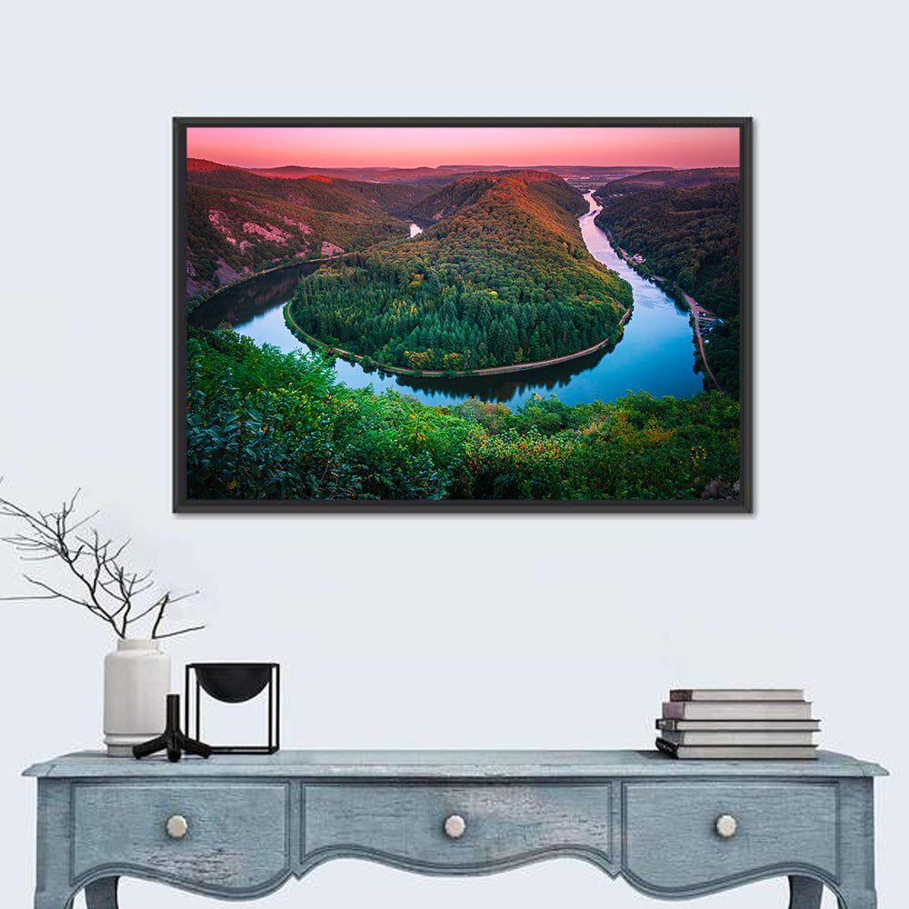 Saarschleife River Loop Wall Art in a room, landscape
