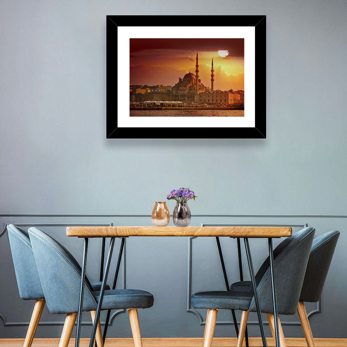 Yeni Cami Golden Hour Wall Art in a room, landscape