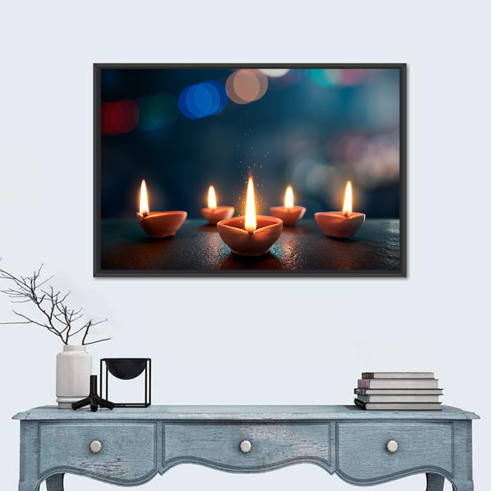Diya of Hope Wall Art in a room, landscape