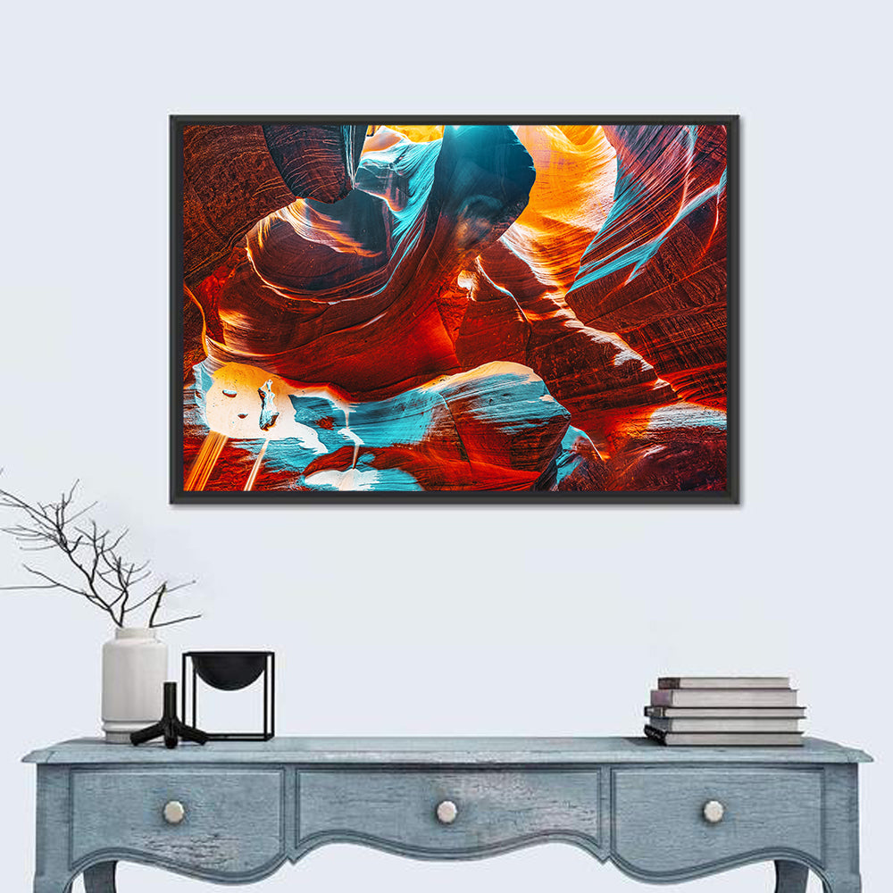 Antelope Canyon Crevice Light Wall Art in a room, landscape