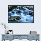 Mossy Rock Stream with Silky Waterfall Wall Art