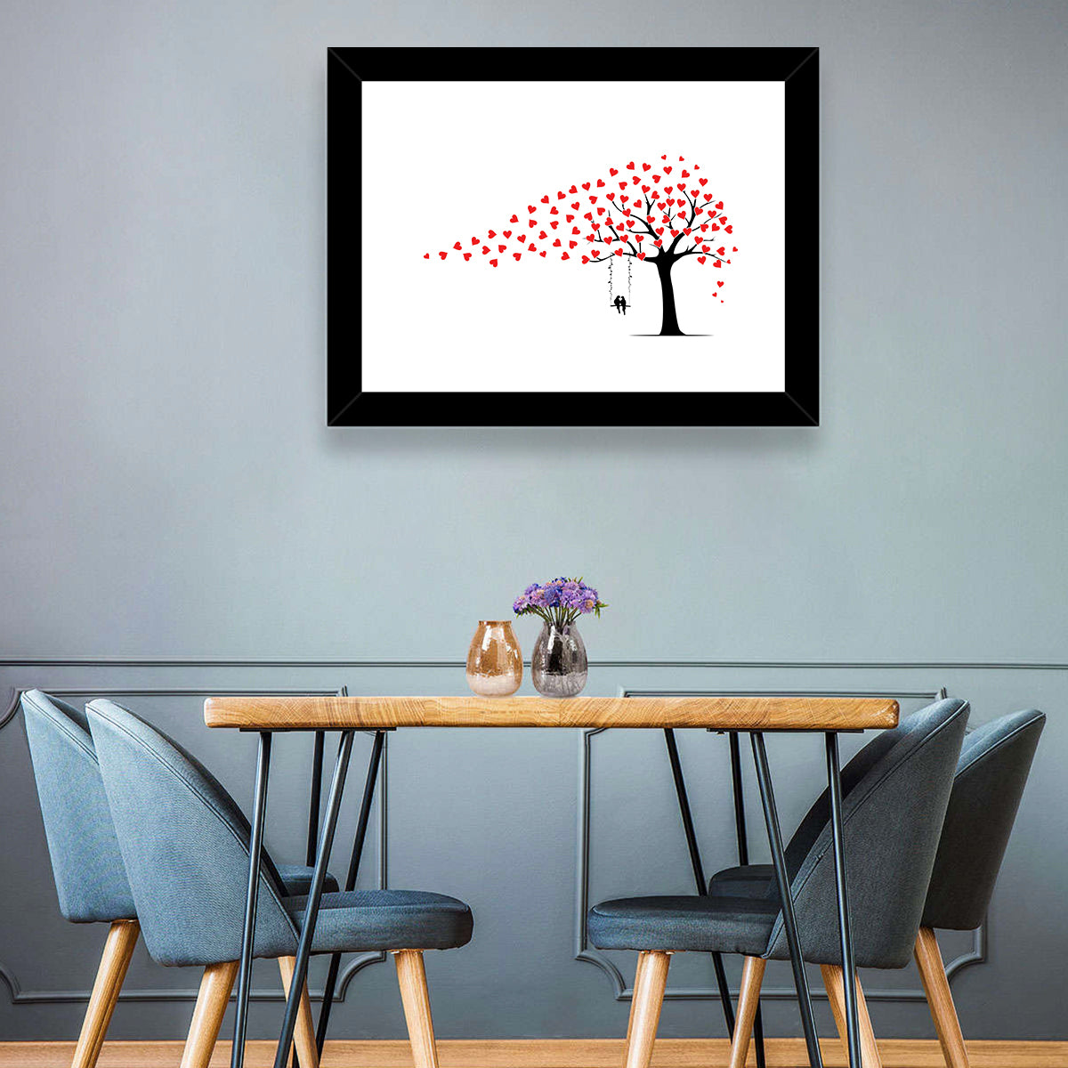 Heart Leaf Tree Silhouette Wall Art