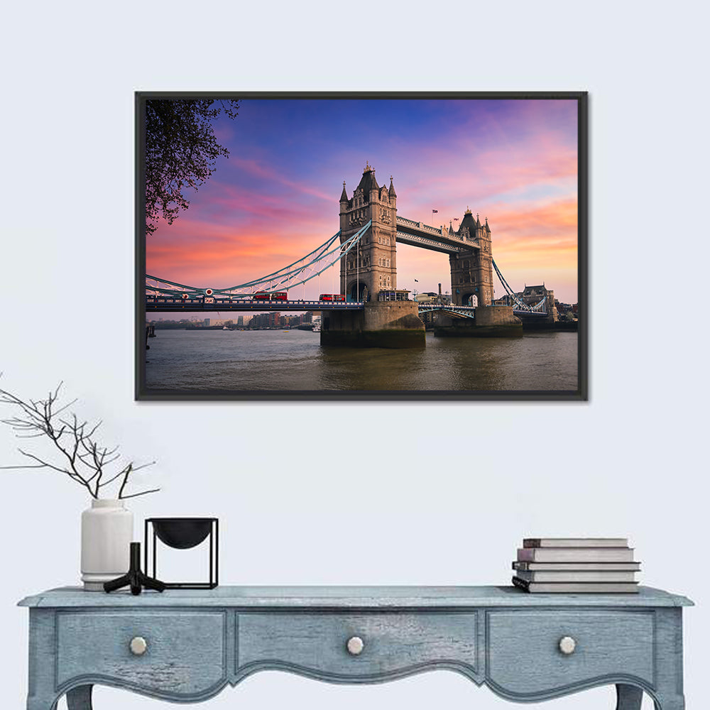 Tower Bridge at Sunset Wall Art in a room, landscape