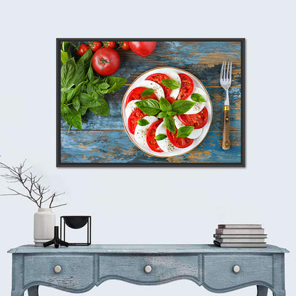 Rustic Caprese Salad with Basil Wall Art