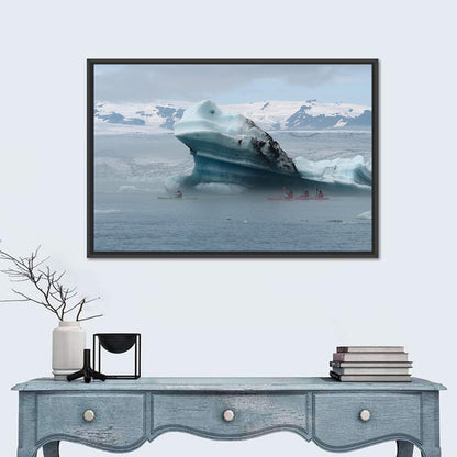 Jökulsárlón Iceberg with Kayakers Wall Art