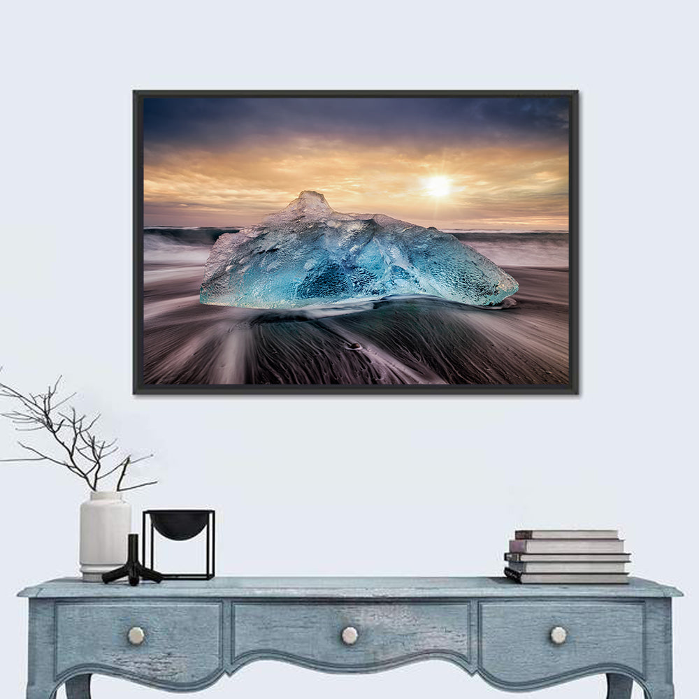 Diamond Beach Iceberg at Sunset Wall Art